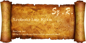 Szoboszlay Rita névjegykártya